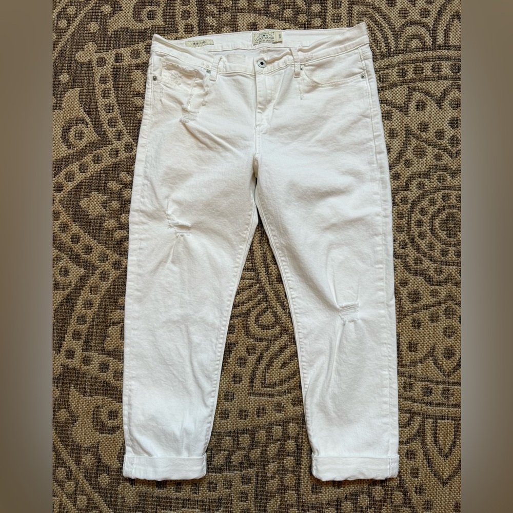 Lucky Brand Jeans Sz 14/32 Brooke Capri White Very Soft Stretchy W34" L26.5"